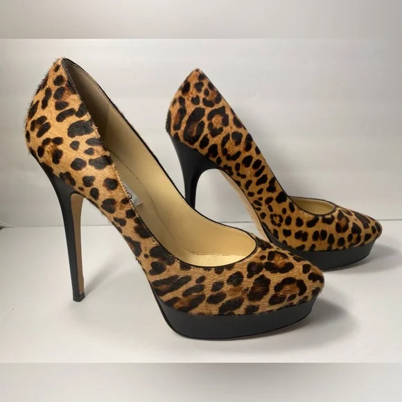 Jimmy choo pony hair leopard pumps heels 39.5